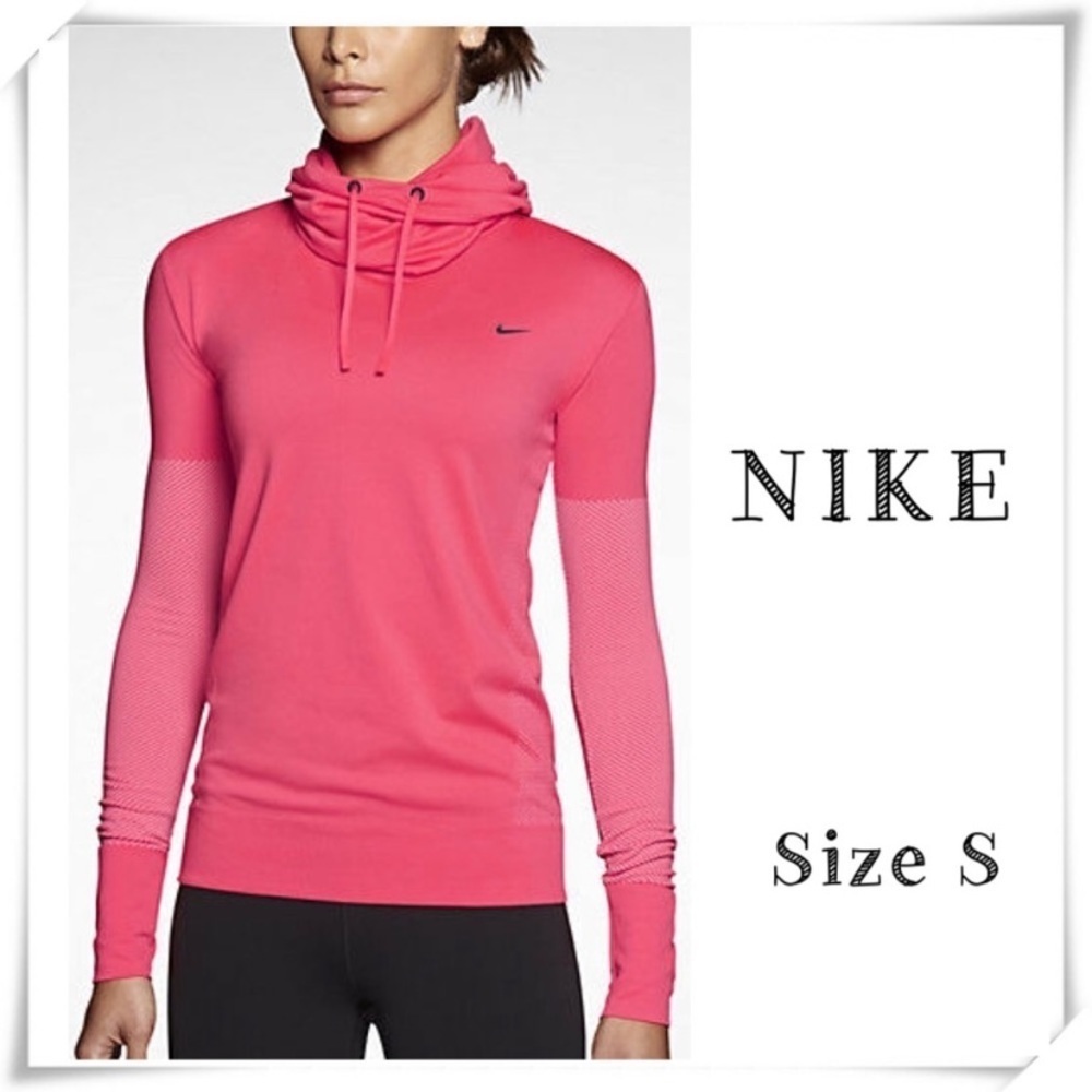 NIKE Dri-Fit Turtleneck Knit Infinity Coverup Training Shirt In Shocking Pink